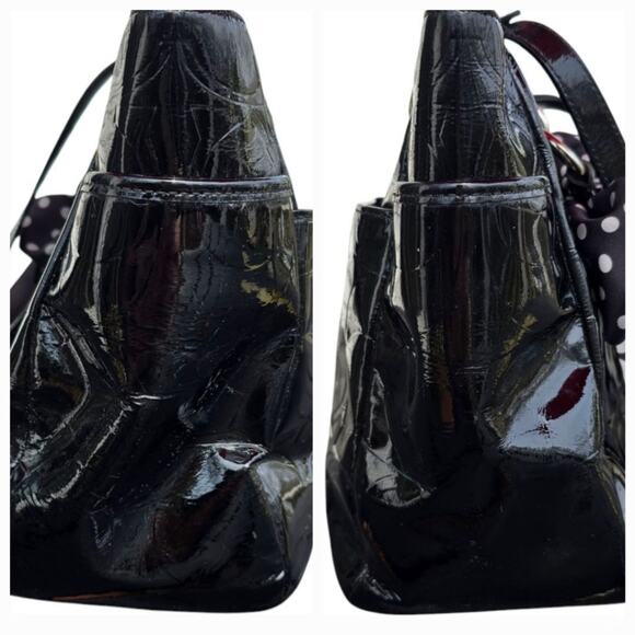 Coach East West Embossed Gallery Tote Black Patent‎ Leather w/ Scarf F17723 - Picture 4 of 16